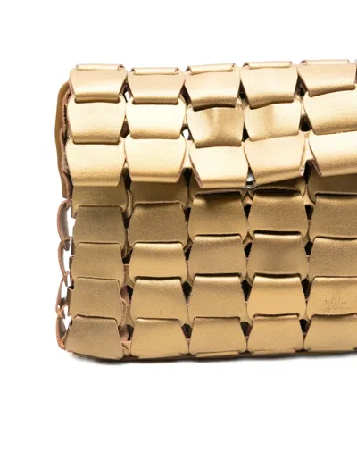 Dragon Diffusion Structured Handbag With Top Handle And Smooth Finish In Gold