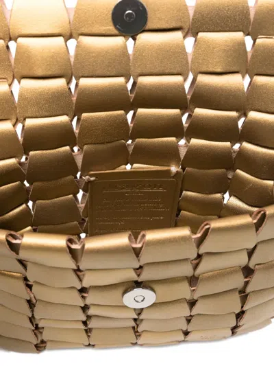 Dragon Diffusion Structured Handbag With Top Handle And Smooth Finish In Gold