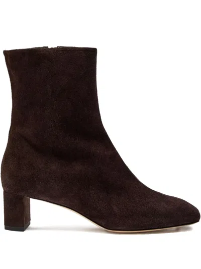 Aeyde 45mm Millie Suede Block-heel Boots In Brown