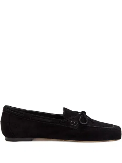 Aeyde Jasper Calf Suede Boat Loafers In Black