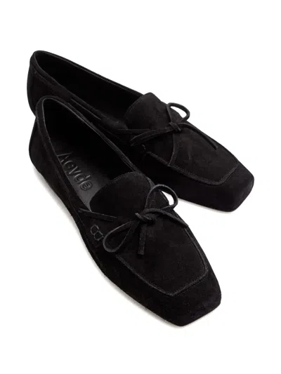Aeyde Jasper Calf Suede Boat Loafers In Black