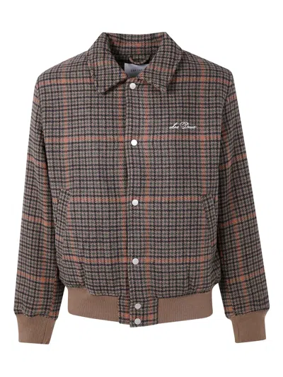 Les Deux Houndstooth Wool Bomber Jacket In Multi