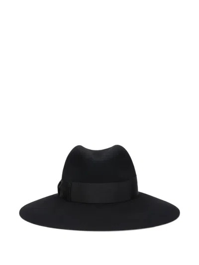 Borsalino Fine Wool Felt Ribbon Hat In Black