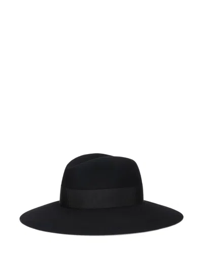 Borsalino Fine Wool Felt Ribbon Hat In Black