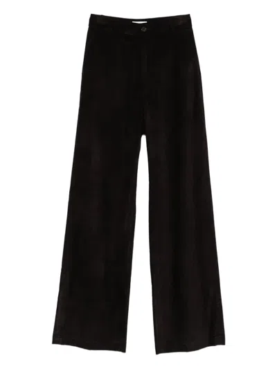 Barena Venezia Wide Leg Trousers Back Pockets In Black