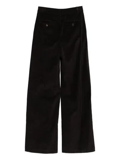 Barena Venezia Wide Leg Trousers Back Pockets In Black
