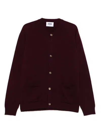 Alpha Studio Button-up Cardigan In Burgundy