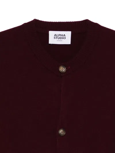 Alpha Studio Button-up Cardigan In Burgundy