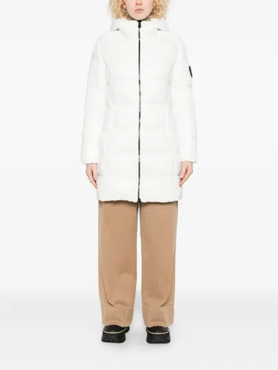 Save The Duck Quilted Mid-length Jacket With Hood In White