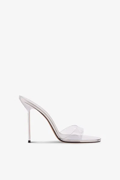 Paris Texas Lidia 70 Patent Leather Mules In Silver