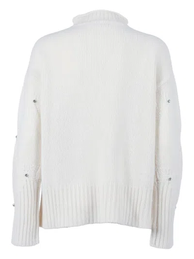 Kangra Cashmere High Neck Sweater With Diamond Intarsia In White