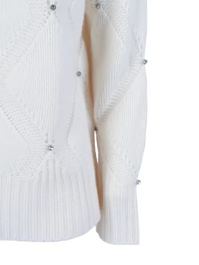 Kangra Cashmere High Neck Sweater With Diamond Intarsia In White