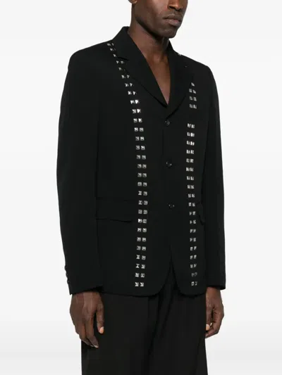 Black Comme Des Garçons Studded Single-breasted Jacket In Black