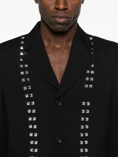 Black Comme Des Garçons Studded Single-breasted Jacket In Black