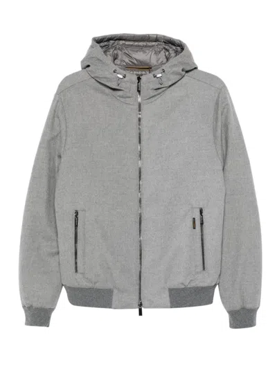 Moorer Hooded Zip-front Jacket In Gray