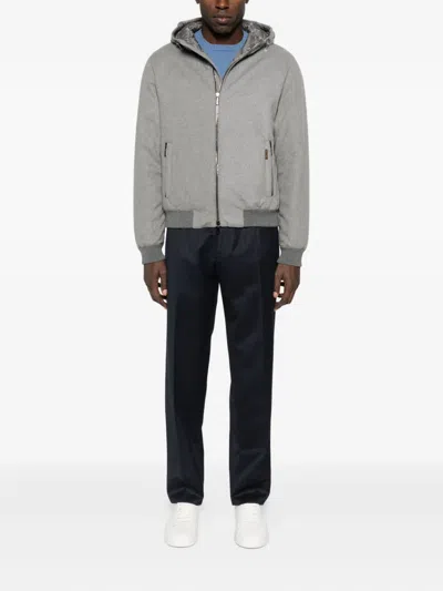 Moorer Hooded Zip-front Jacket In Gray