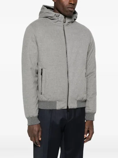 Moorer Hooded Zip-front Jacket In Gray