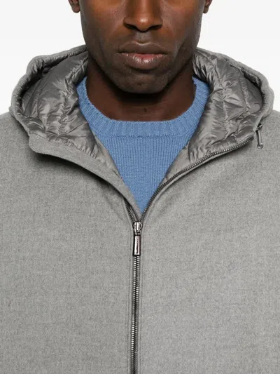 Moorer Hooded Zip-front Jacket In Gray