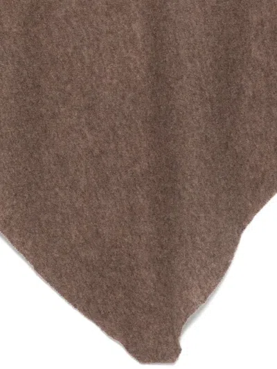 Faliero Sarti Triangle Scarf With Soft Texture And Fringed Edges In Brown