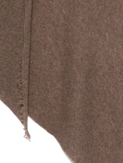 Faliero Sarti Triangle Scarf With Soft Texture And Fringed Edges In Brown