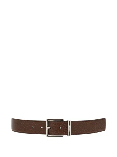 Ferragamo Fixed Belt With A Square Buckle In Brown