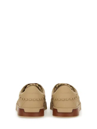 Dolce & Gabbana Cappuccino Leather Portofino Sneakers In Brown