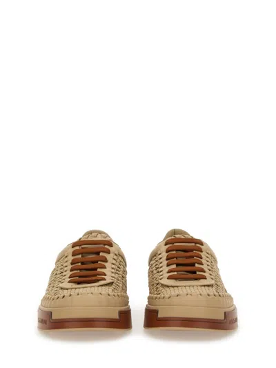 Dolce & Gabbana Cappuccino Leather Portofino Sneakers In Brown