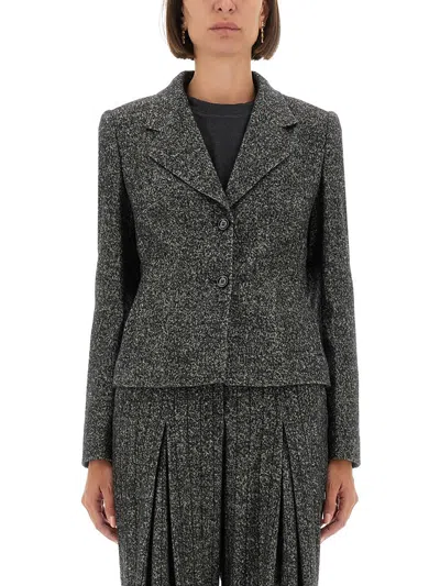 Dolce & Gabbana Single-breasted Jacket In Wool Blend Dot In Gray
