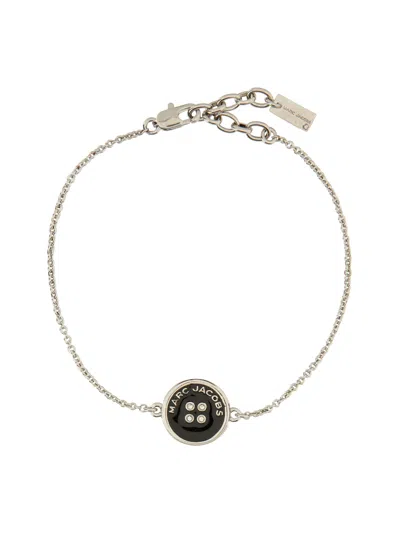 Alexander Mcqueen Adjustable Chain Bracelet And Round Pendant In Black