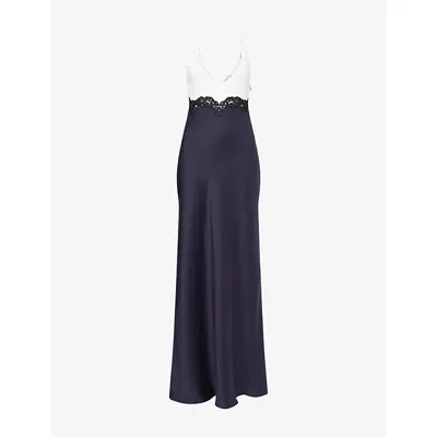 Gabriela Hearst Womens Dark Navy Amaryllis Sleeveless Contrast Silk Maxi Dress In Blue