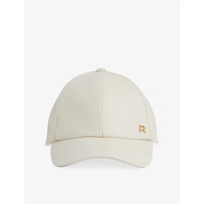 Reiss Womens Cream Fiona Brand-plaque Wool-blend Cap In Neutral