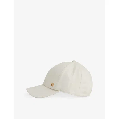 Reiss Womens Cream Fiona Brand-plaque Wool-blend Cap In Neutral