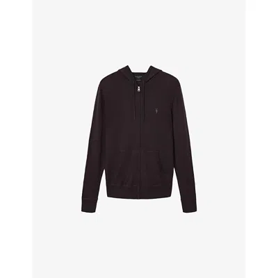 Allsaints Mode Merino Wool Slim Fit Full Zip Hoodie In Brown