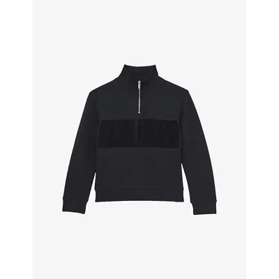 Reiss Selin Half-zip Stretch-woven Sweatshirt 9-13 Years Navy Blu In Black