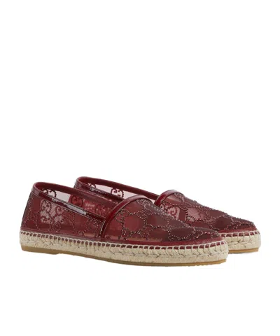 Gucci Mesh Lace Espadrilles Espadrille Sole In Brown