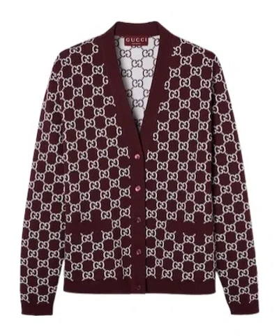 Gucci Double-sided Gg Wool Jacquard Cardigan In Brown
