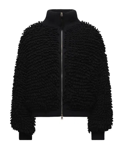 Moncler X Ee72 By Edward Enninful Wool Blend Zip-up Cardigan In Black