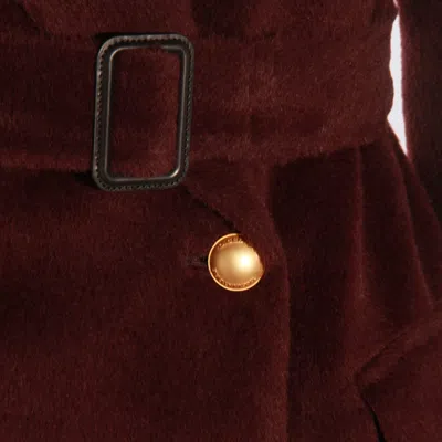 Tagliatore Long Coat With Belt And Gold Buttons In Burgundy