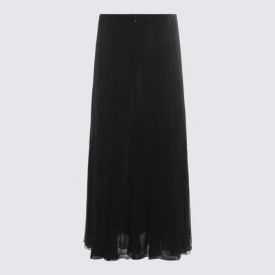 Chloé Maxi Skirt With Sheer Overlay And Flowy Design In Black