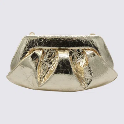Themoirè Metallic Clutch Bag Shoulder Strap In Metallic