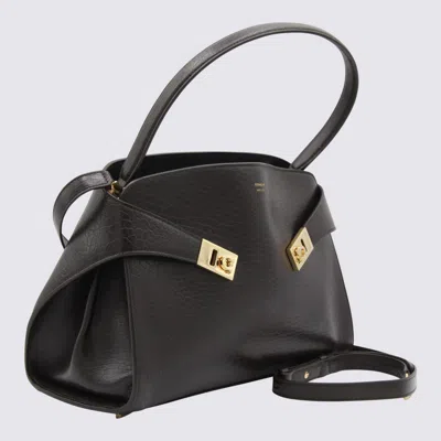 Ferragamo Dark Brown Hug Soft Bicolor Shoulder Bag In Black