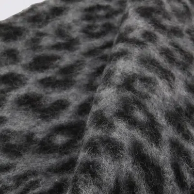 Anine Bing Rectangular Animal Pattern Scarf With Frayed Edges In Gray