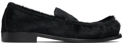 Dries Van Noten Black Ponyhair Loafers In Black