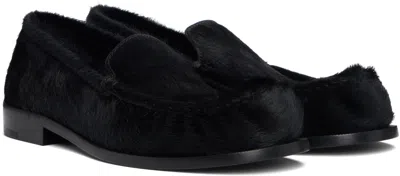 Dries Van Noten Black Ponyhair Loafers In Black