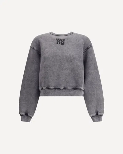 Alexander Wang Embossed Logo Crewneck Sweatshirt In Gray
