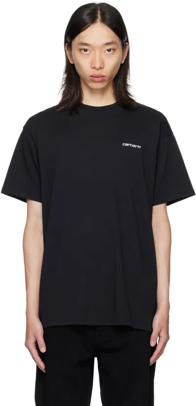 Carhartt Script Logo-embroidered T-shirt In Black