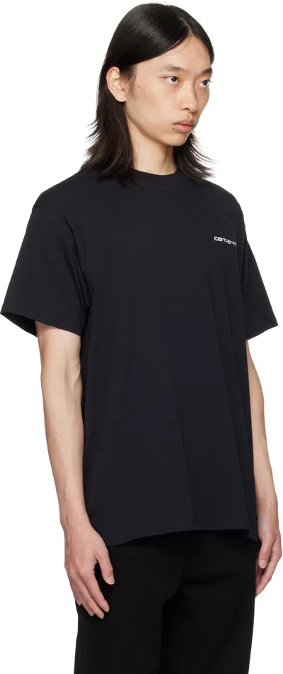 Carhartt Script Logo-embroidered T-shirt In Black