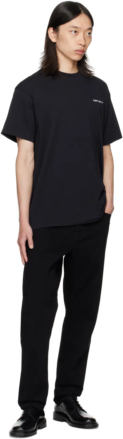 Carhartt Script Logo-embroidered T-shirt In Black