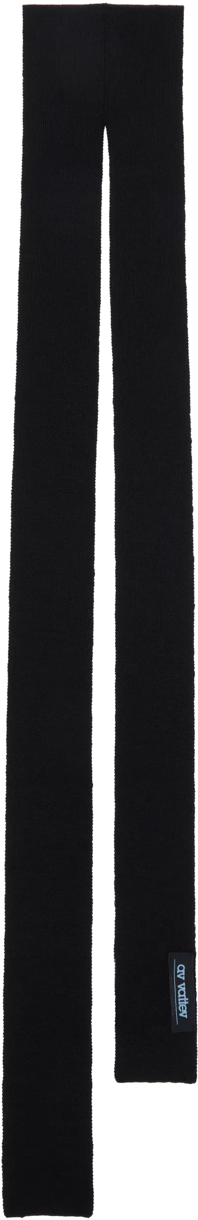 Av Vattev Black Skinny Double Scarf In Black