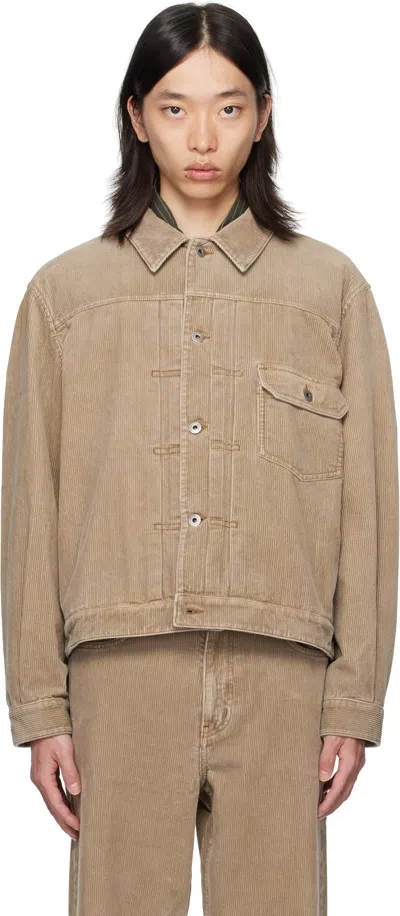 Coor Beige Type 1 Corduroy Washed Trucker Jacket In Brown